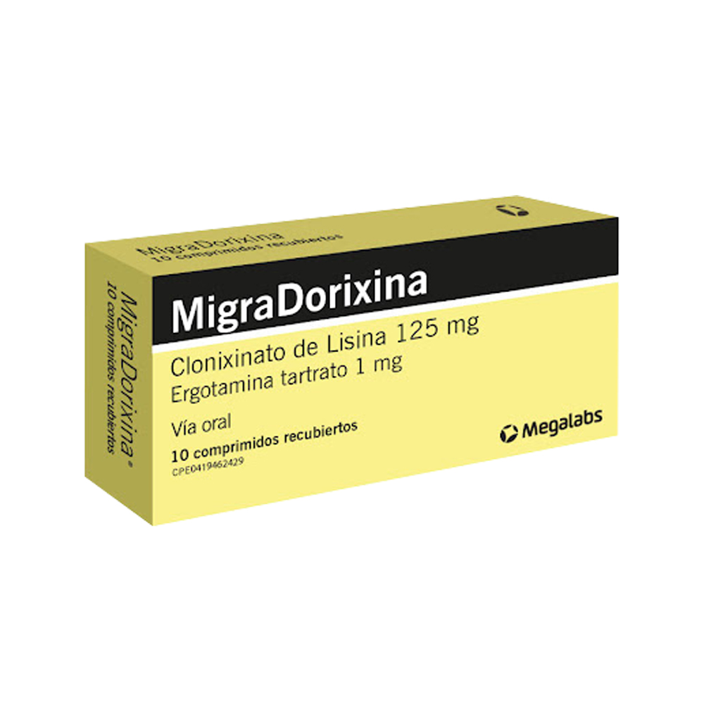 Lisina + Ergotamina Migradorixina 125/1mg 10 Comprimidos