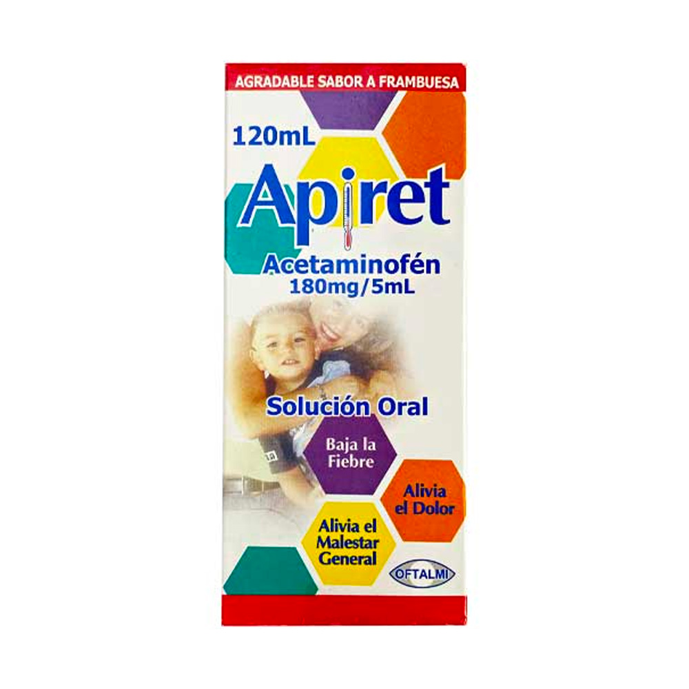 Acetaminofén Apiret 180mg/5ml 120ml Solución Oral