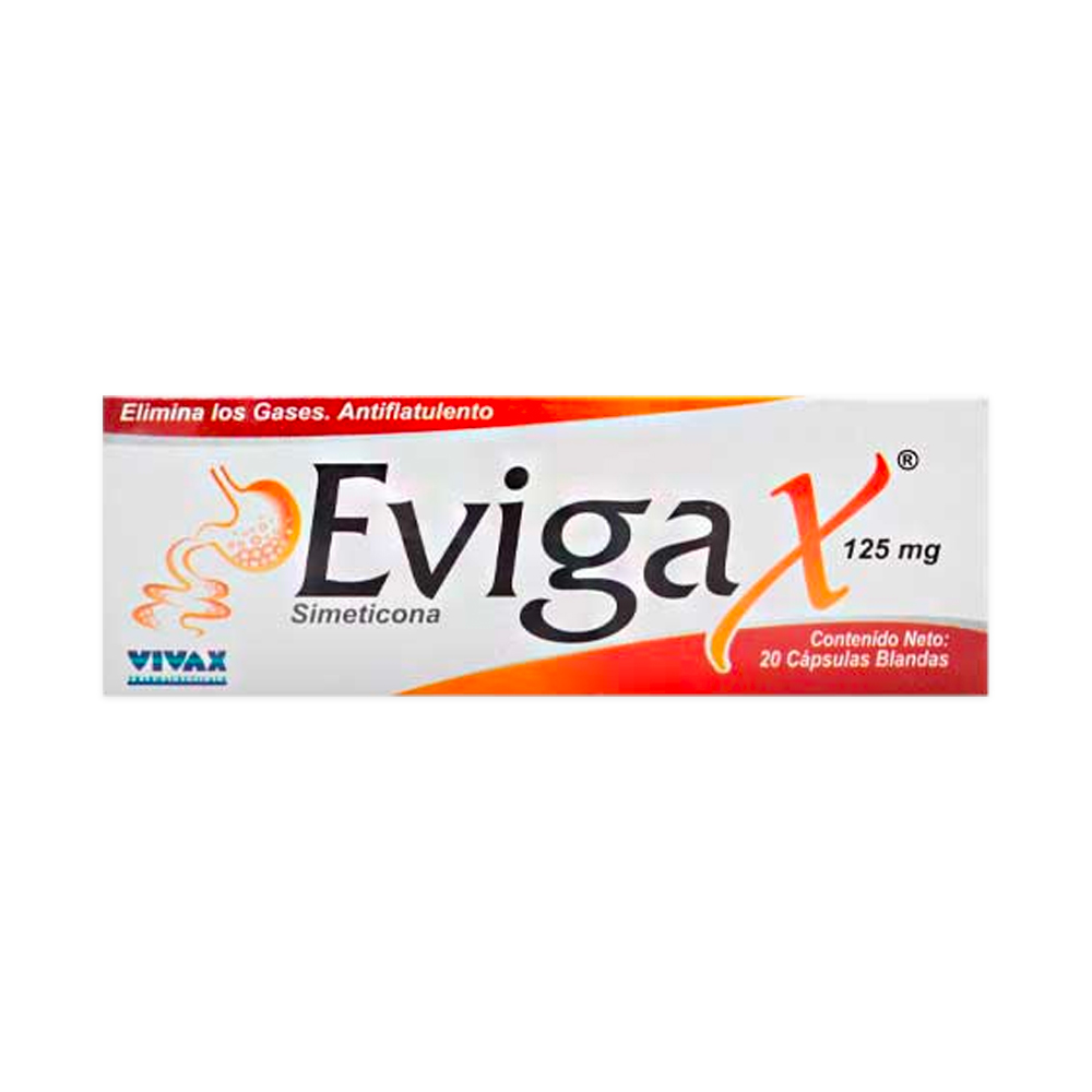 Simeticona Evigax 125mg 20 Cápsulas