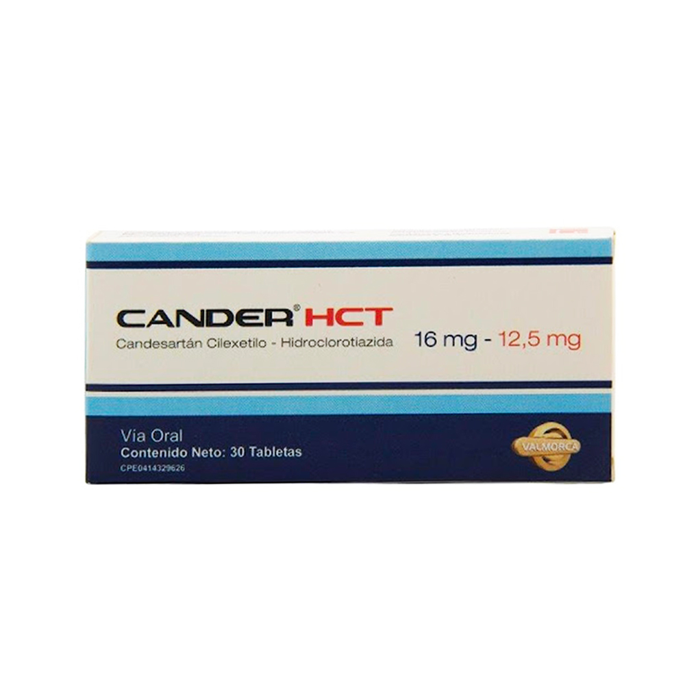 Candesartán + Hidroclorotiazida Cander HCT 16/12,5mg 30 Tabletas