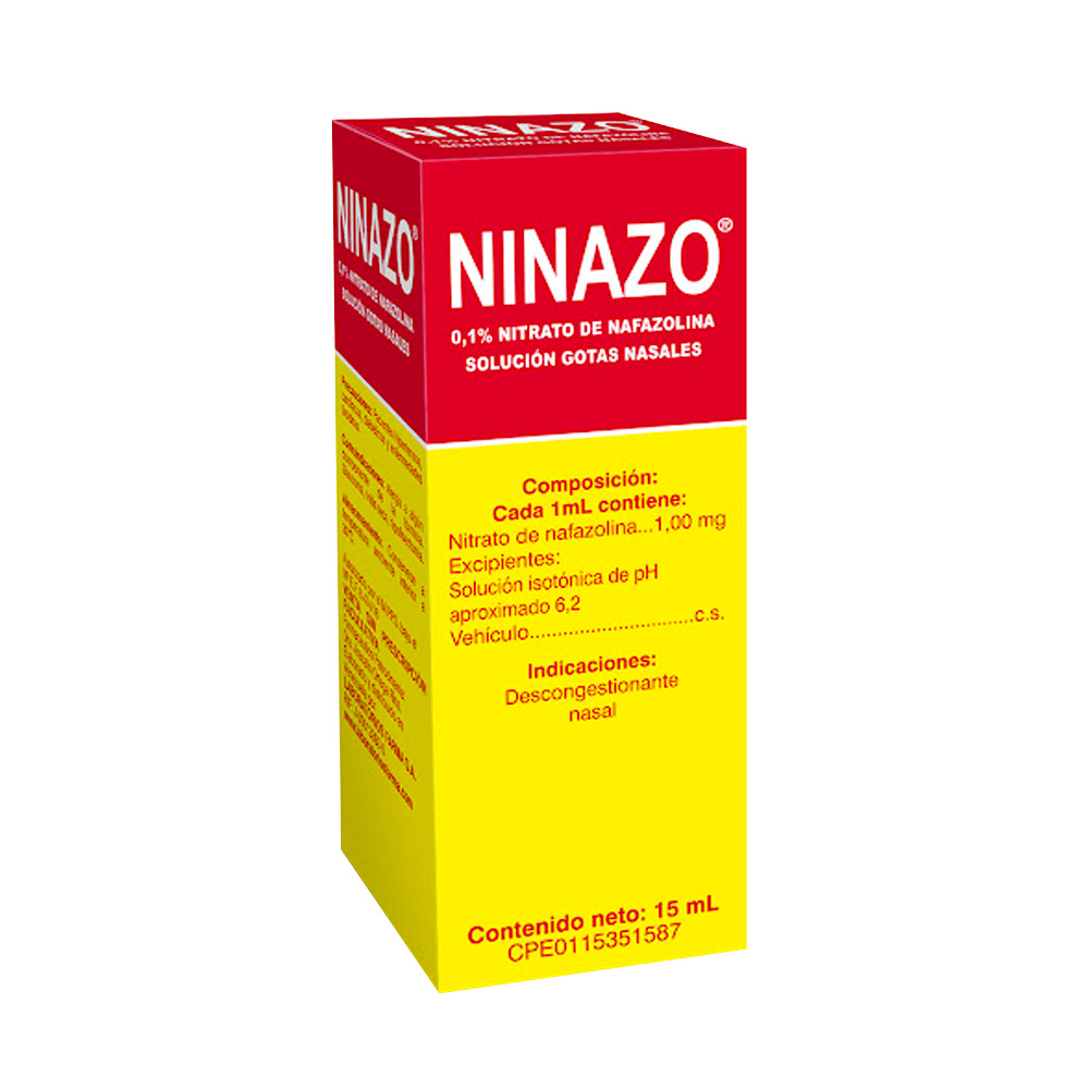 Nitrato de Nafazolina Ninazol 0,1% 15ml Gotas Nasales