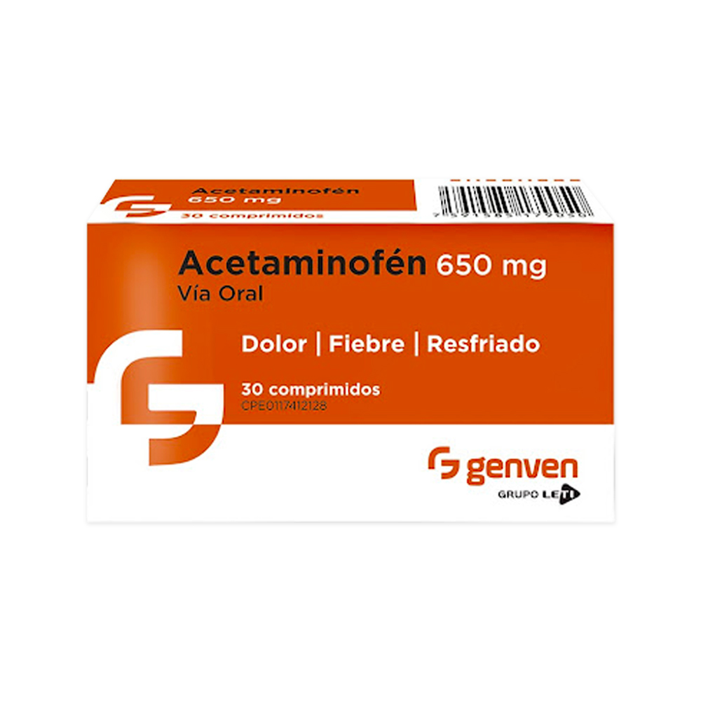 Acetaminofén Genven 650mg 30 Comprimidos