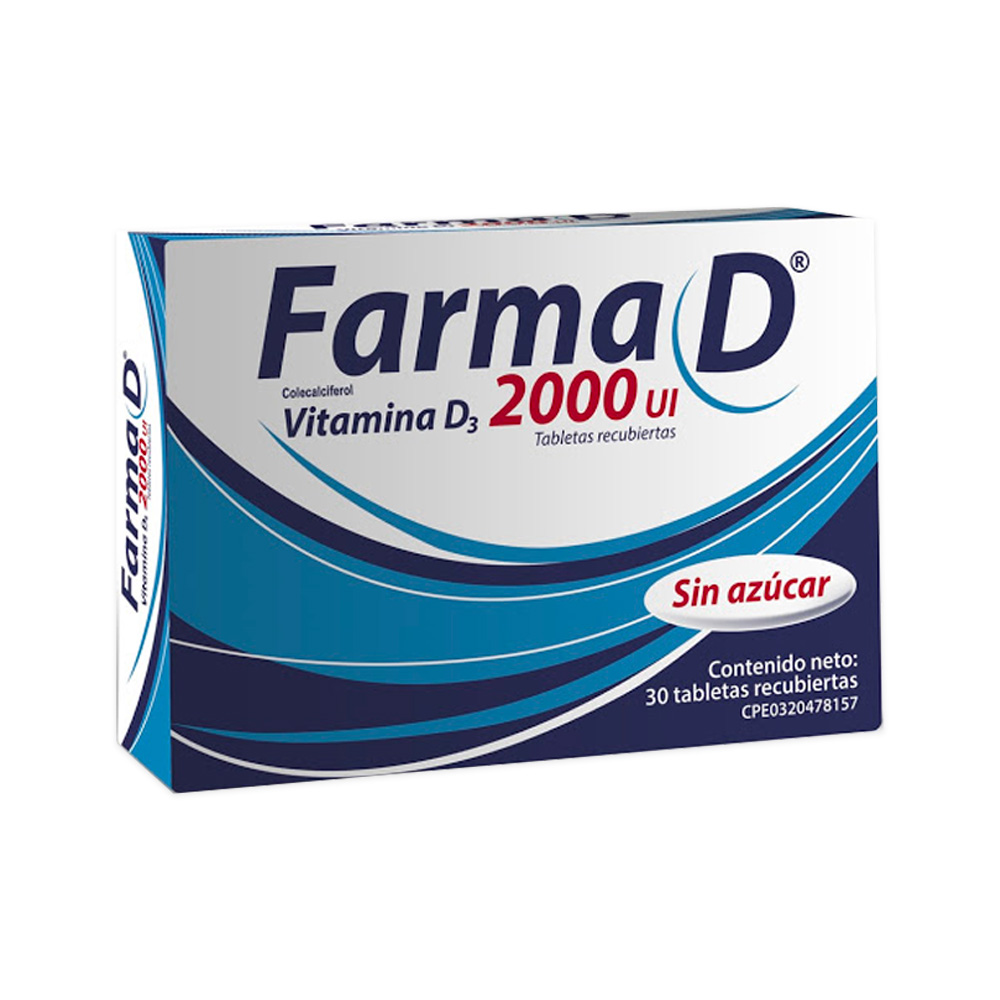 Vitamina D Farma D 2000UI 30 Tabletas