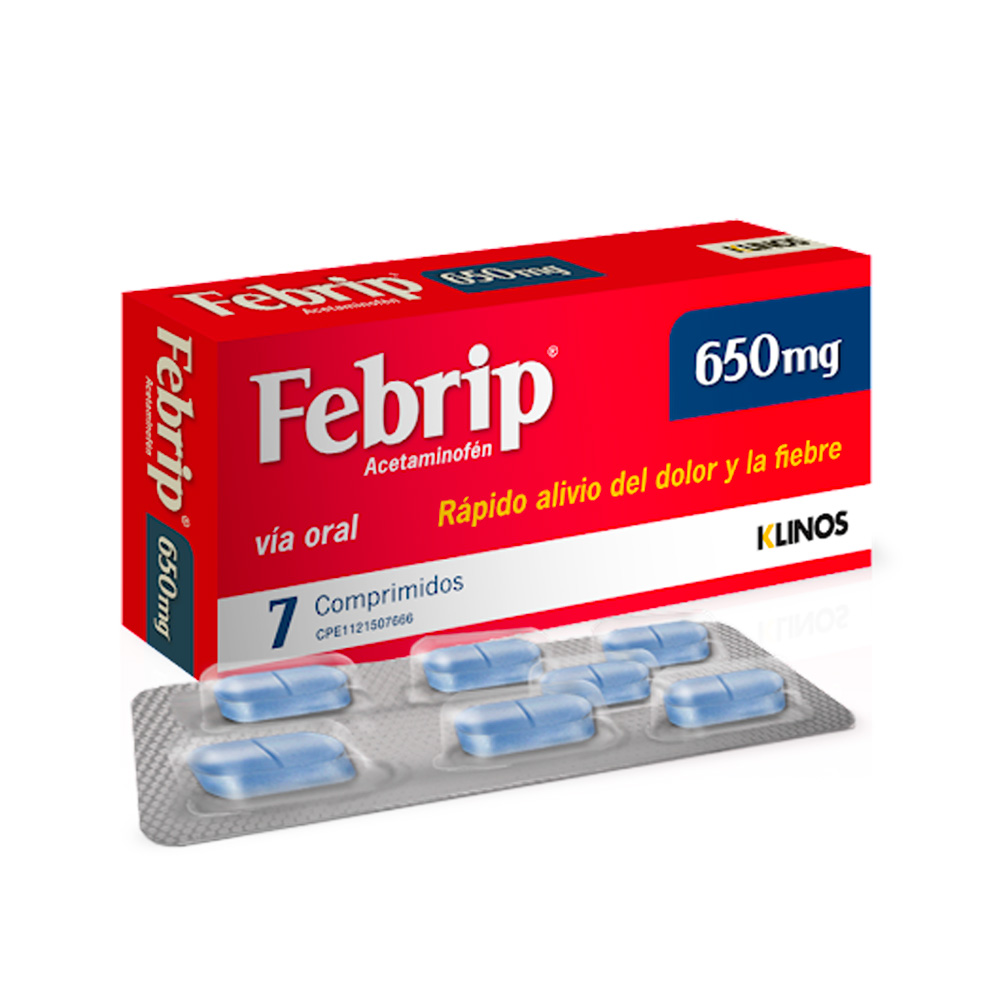 Acetaminofén Febrib 650mg 7 Tabletas