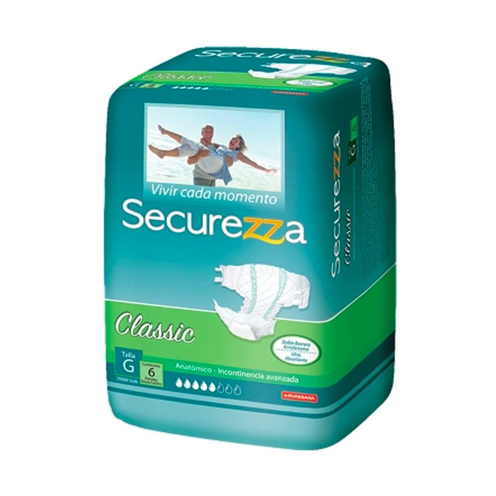 Pañal Incontinencia Securezza  Classic Talla L 6uds