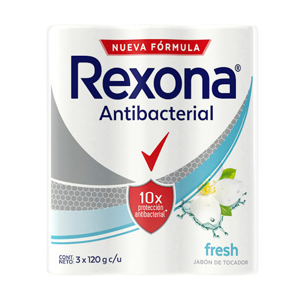 Jabón Rexona en Barra Anti-Bacterial Fresh 120g X 3uds