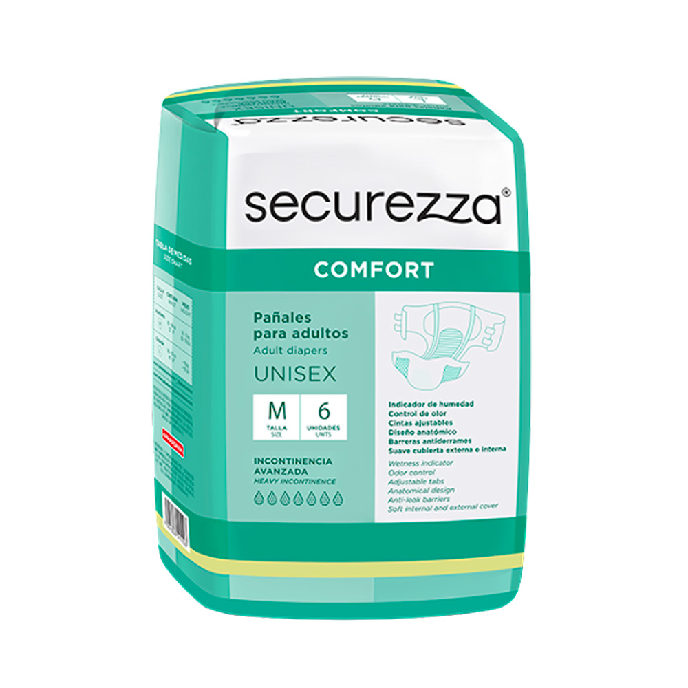 Pañal Incontinencia Securezza Comfort Talla M 6uds