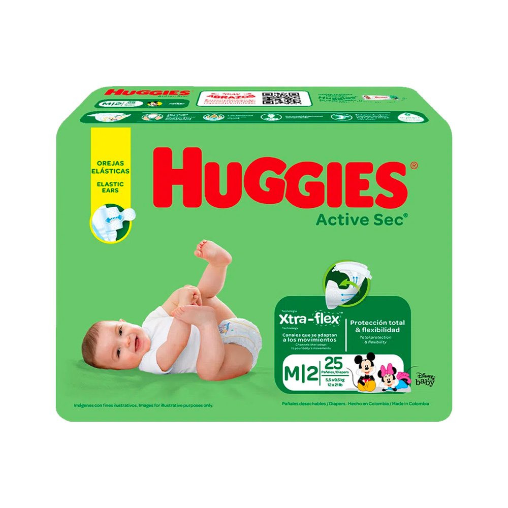 Pañales Desechables Huggies Active Sec Talla M 25uds