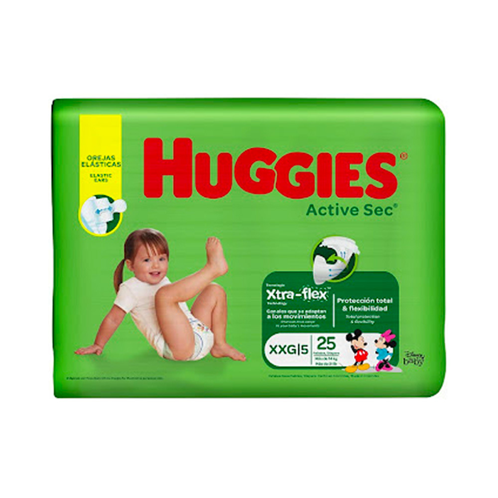 Pañales Desechables Huggies Active Sec XXG Talla 25Uds