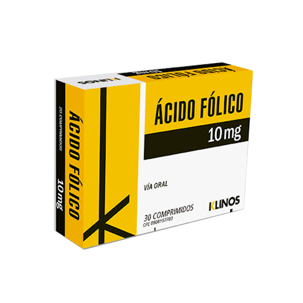 Ácido Fólico Klinos 10mg 30 Comprimidos