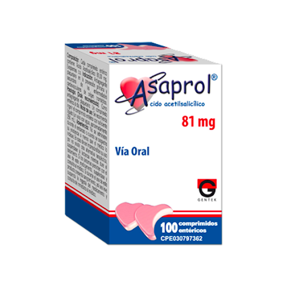 Ácido Acetilsalicílico Asaprol 81mg 100 Comprimidos