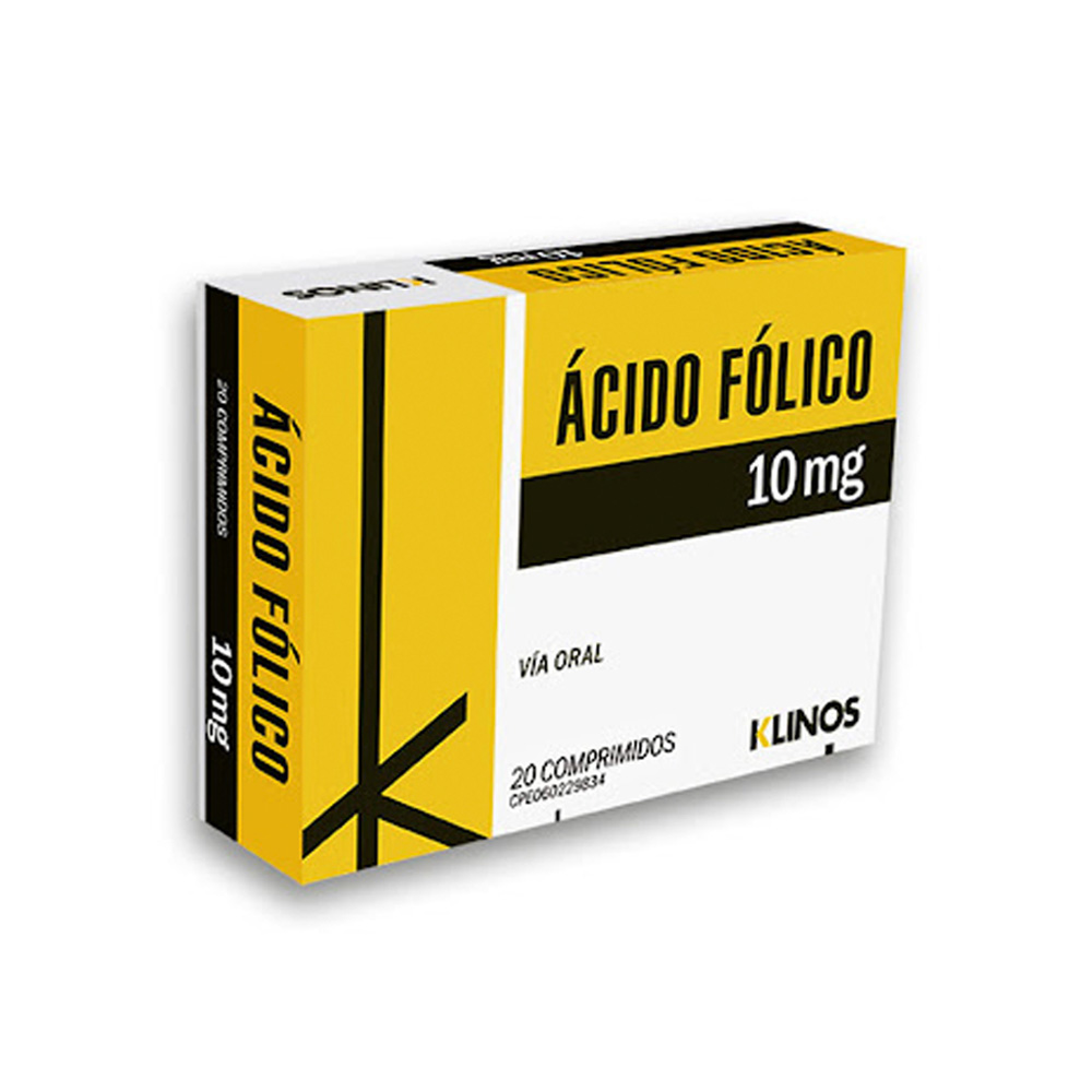 Ácido Fólico Klinos 10mg 20 Comprimidos