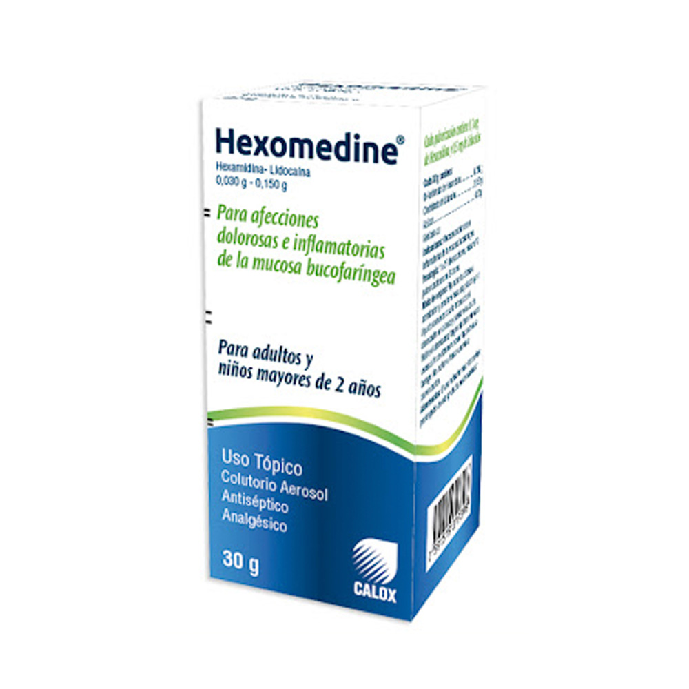 Hexamidina + Lidocaína Hexomedine 0,030/0,150g 30g Colutorio