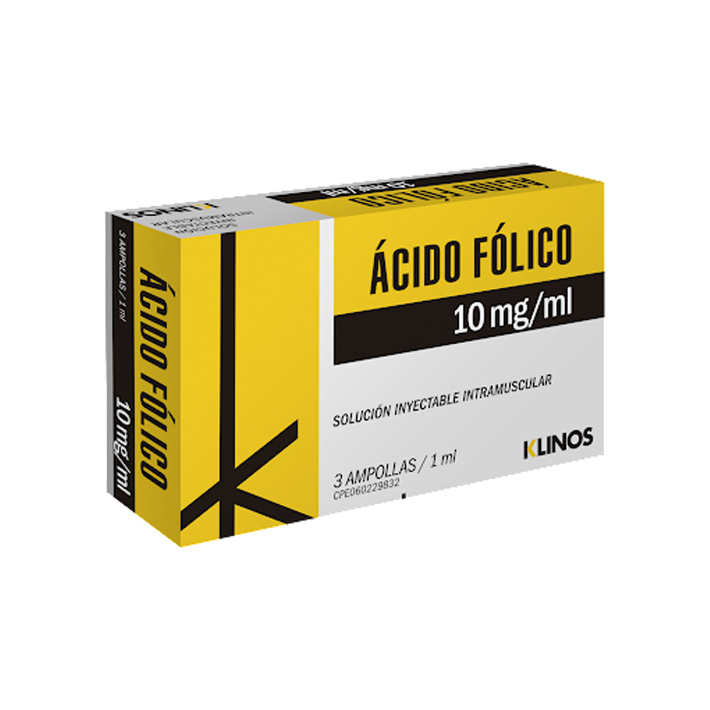 Ácido Fólico Klinos 10mg 3 Ampollas