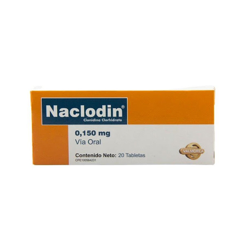 Clonidina Naclodin 0,150mg 20 Tabletas