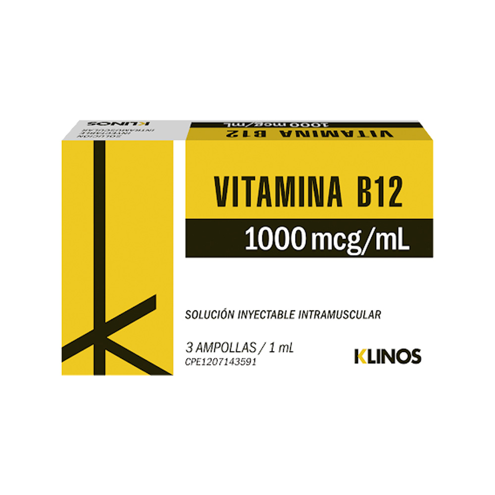 Vitamina B12 Klinos 5ml 3 Ampollas