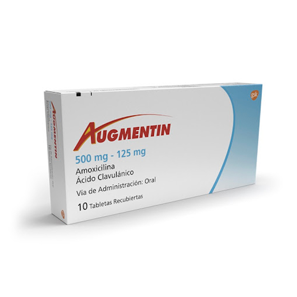 Amoxicilina + Ácido Clavulánico Augmentin 500/125mg 10 Tabletas