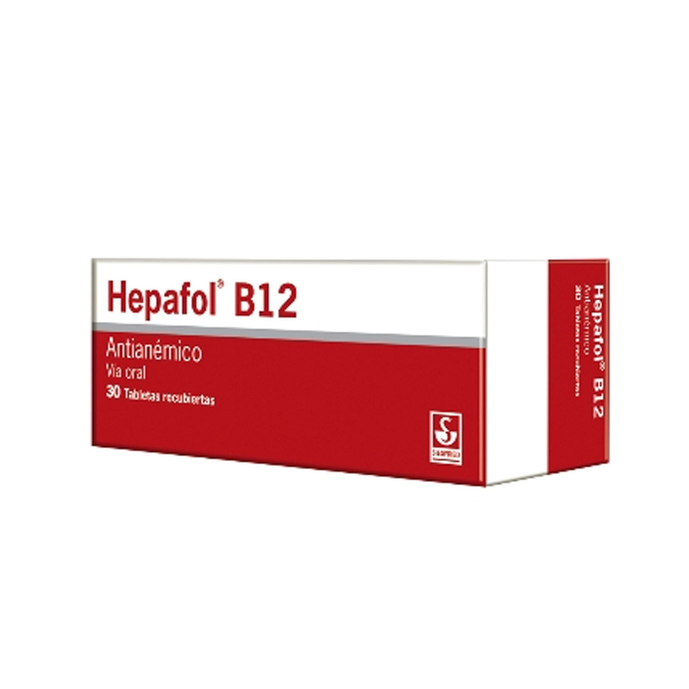 Hierro + Cianocobalamina Hepafol B12 30 Tabletas