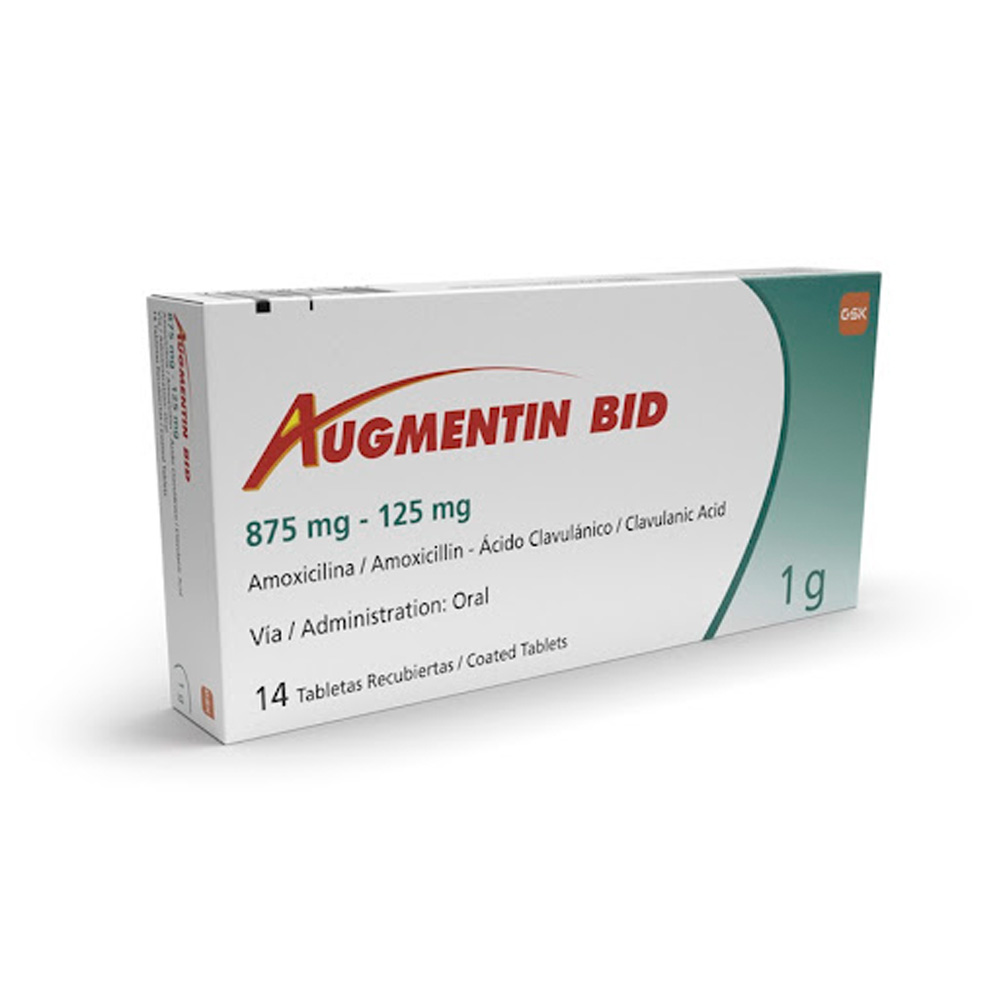 Amoxiclina + Ácido Clavulánico Augmentin 875/125mg 14 Tabletas