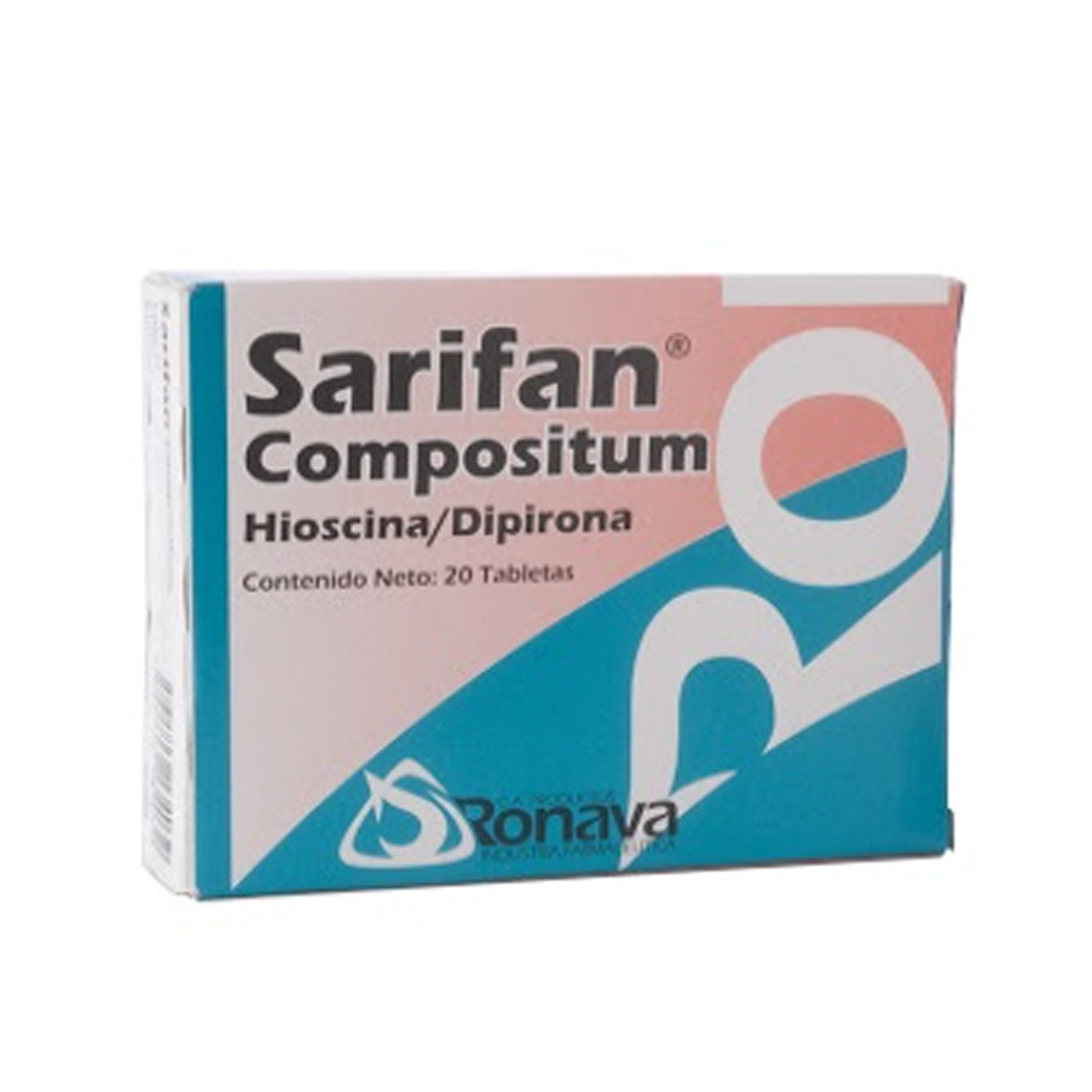 Dipirona + Bromuro de Hioscina Sarifan 10/250mg 20 Tabletas