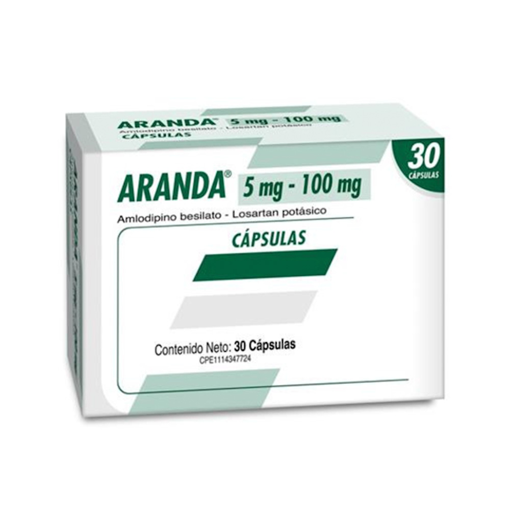 Amlodipina + Losartán Potásico Aranda 5/100mg 30 Cápsulas