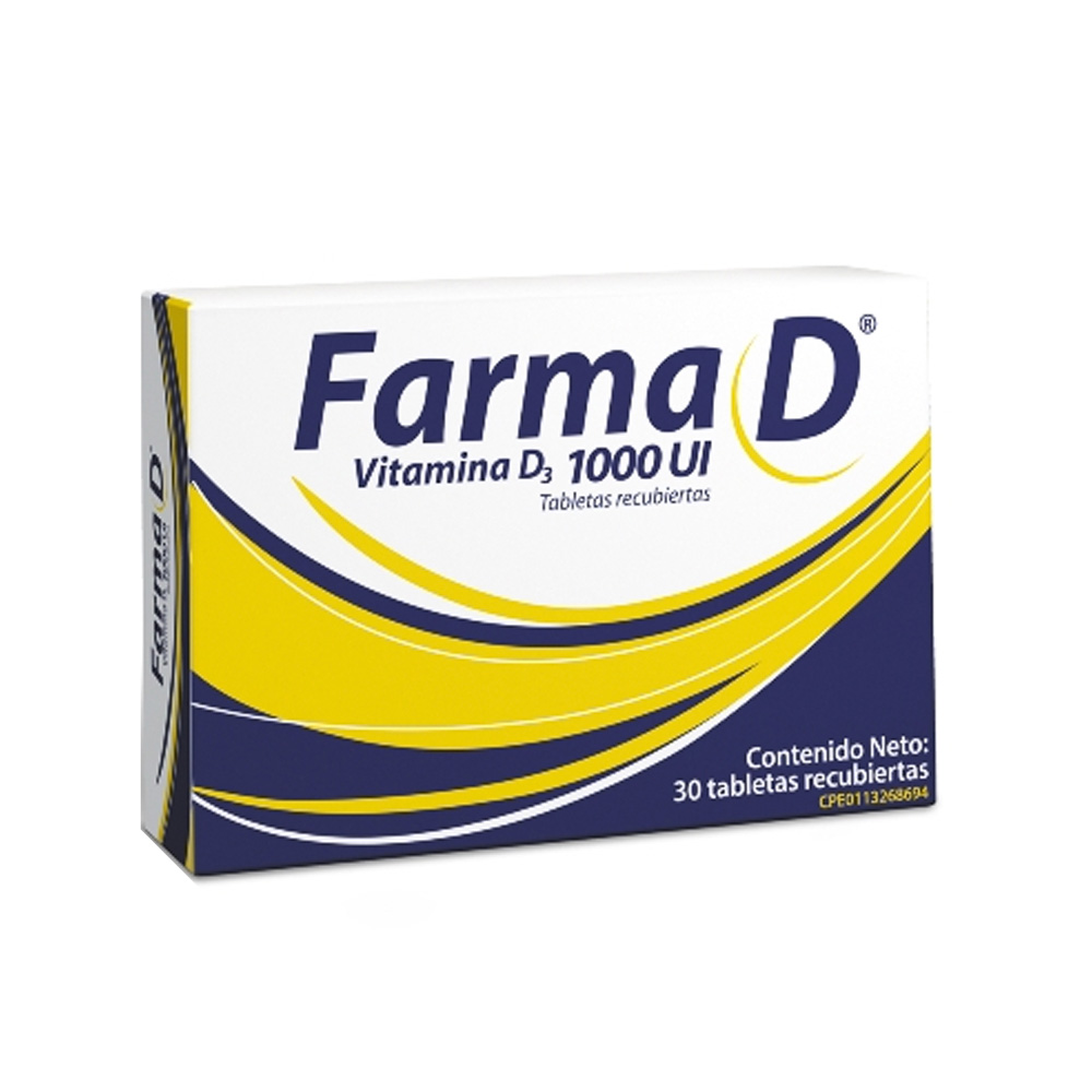 Vitamina D Farma D 1000UI 30 Tabletas