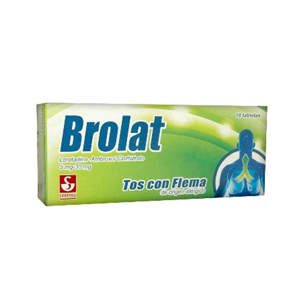 Loratadina + Ambroxol Brolat 5/30mg 10 Tabletas