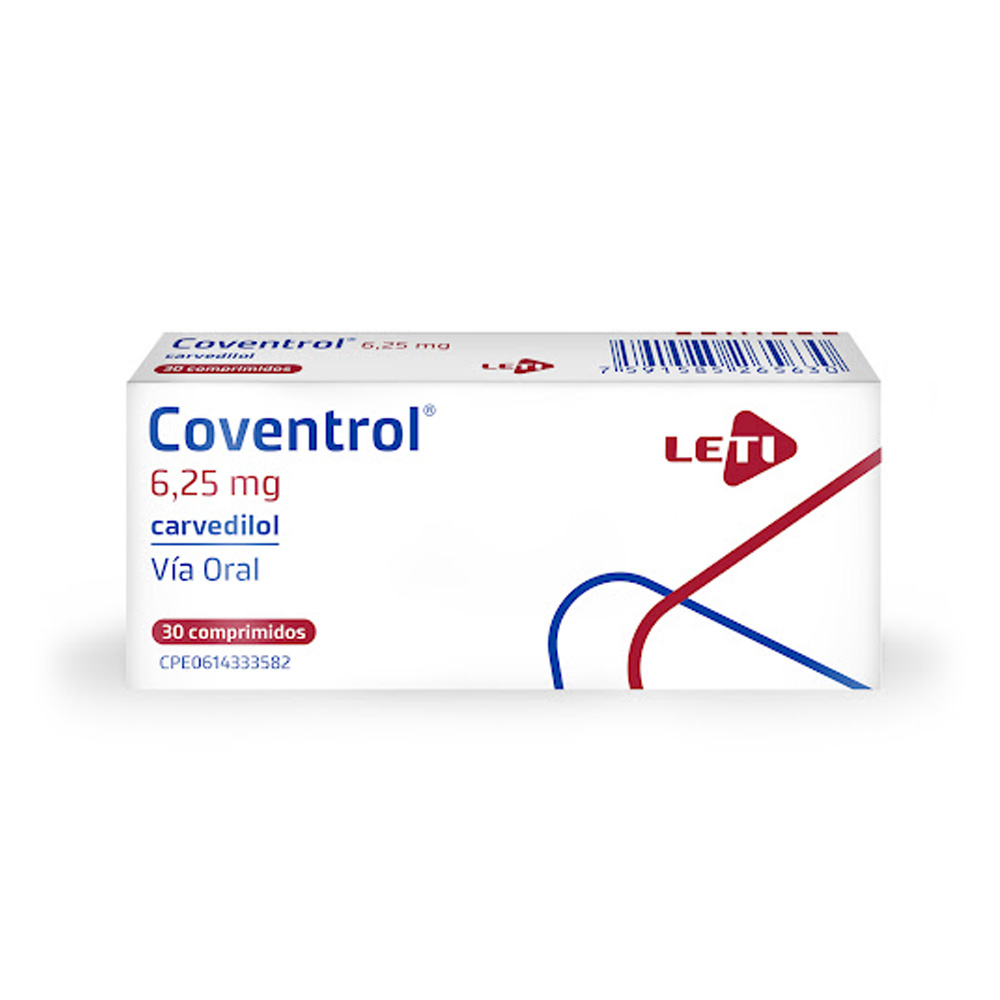 Carvedilol Coventrol 6,25mg 30 Comprimidos