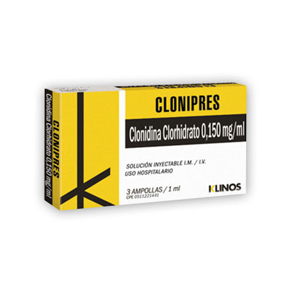 Clonidina Clonipres 0,150mg/ml 3 Ampollas