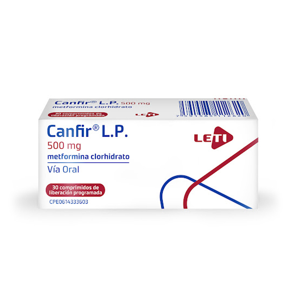 Metformina Canfir LP 500mg 30 Comprimidos