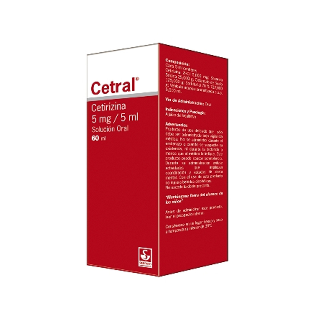 Cetirizina Cetral 5mg/5ml 60ml Solución