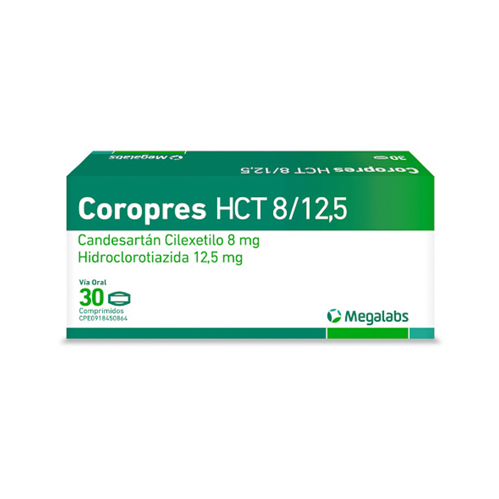 Candesartán + Hidroclorotiazida Coropres 8/12,5mg 30 Comprimidos