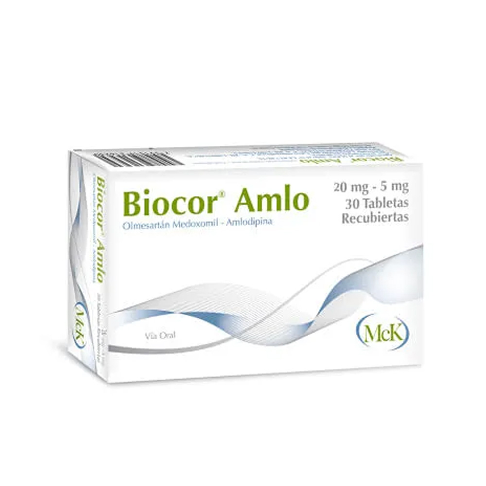 Olmesartán Biocor Amlo 20/5mg 30 Tabletas