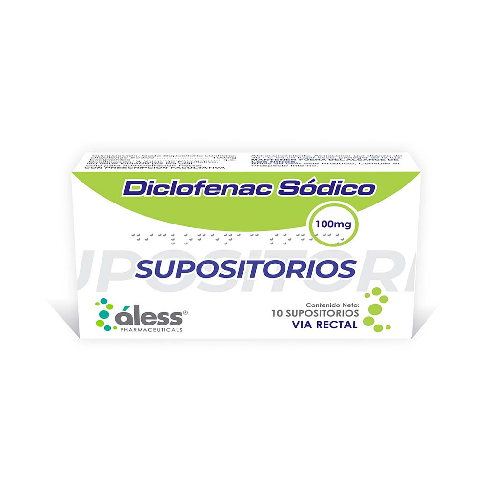 Diclofenac Sódico Aless 100mg 10 Supositorios