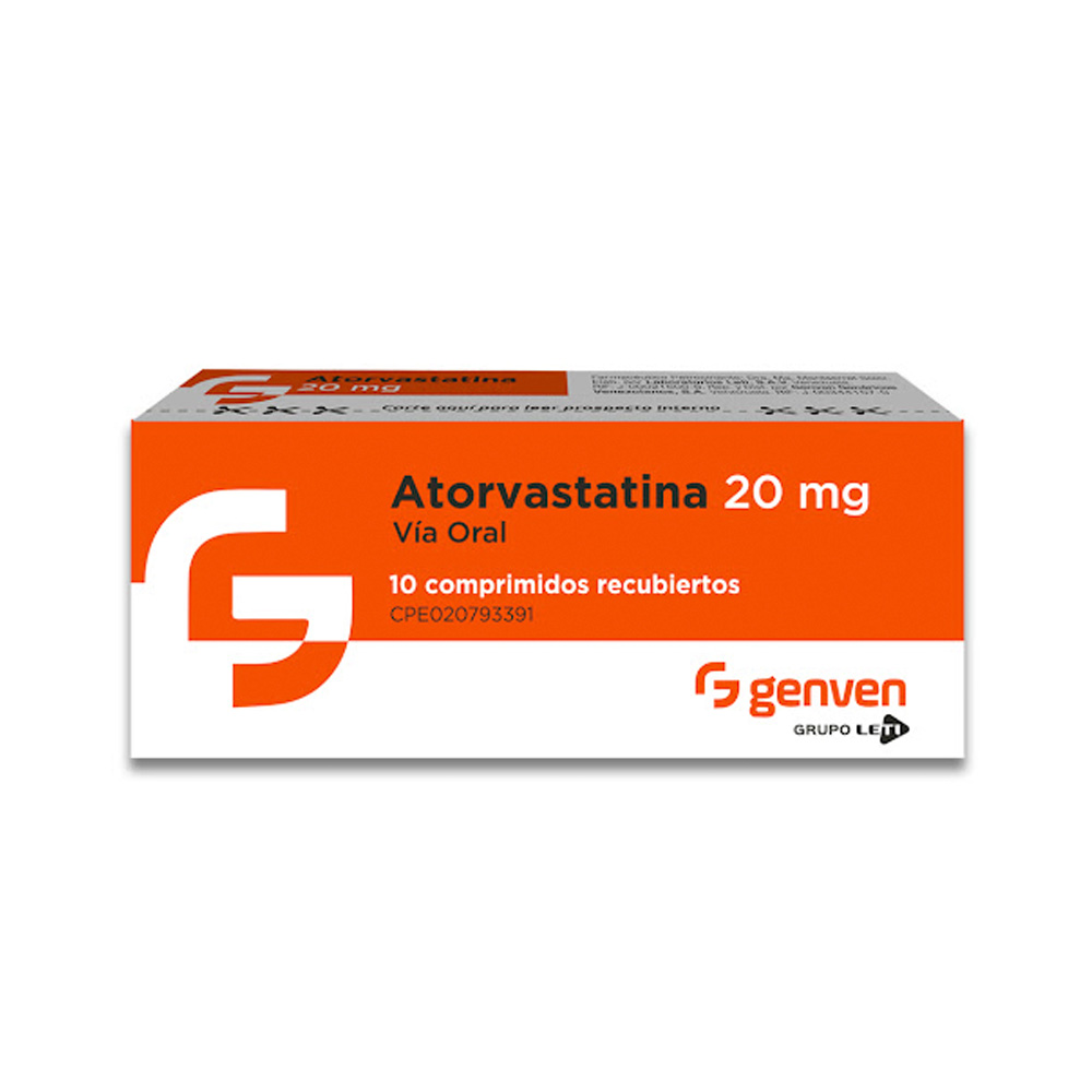 Atorvastatina Genven 20mg 10 Comprimidos