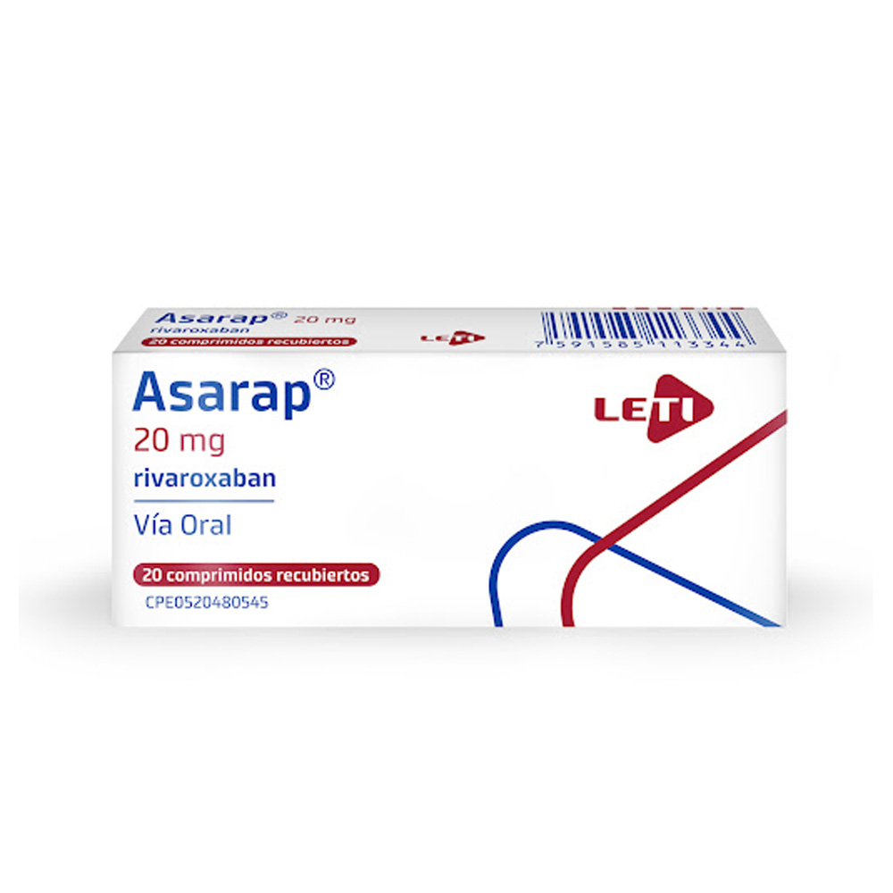 Rivaroxabán Asarap 20mg 20 Comprimidos Recubiertos