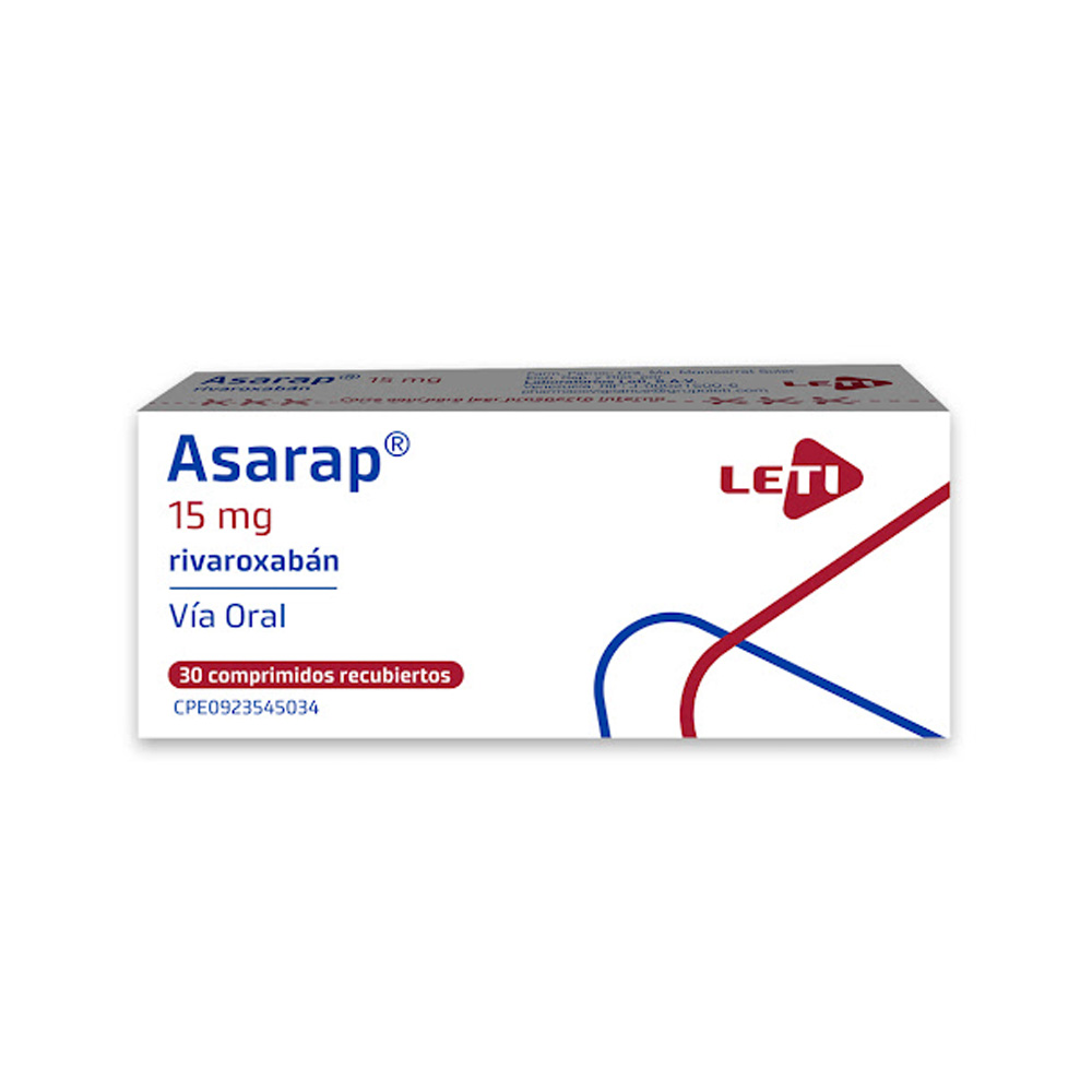 Rivaroxabán Asarap 15mg 20 Comprimidos Recubiertos