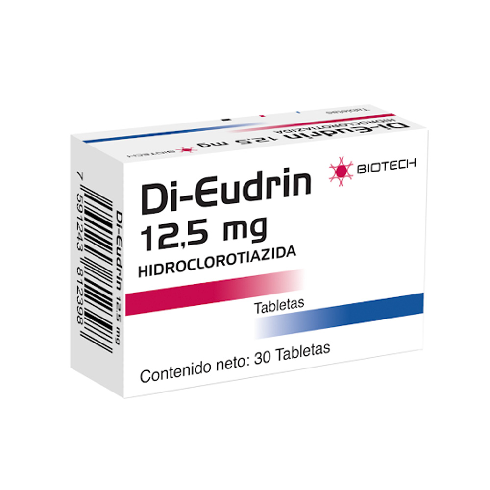 Hidroclorotiazida Di-Eudrin 12,5mg 30 Tabletas