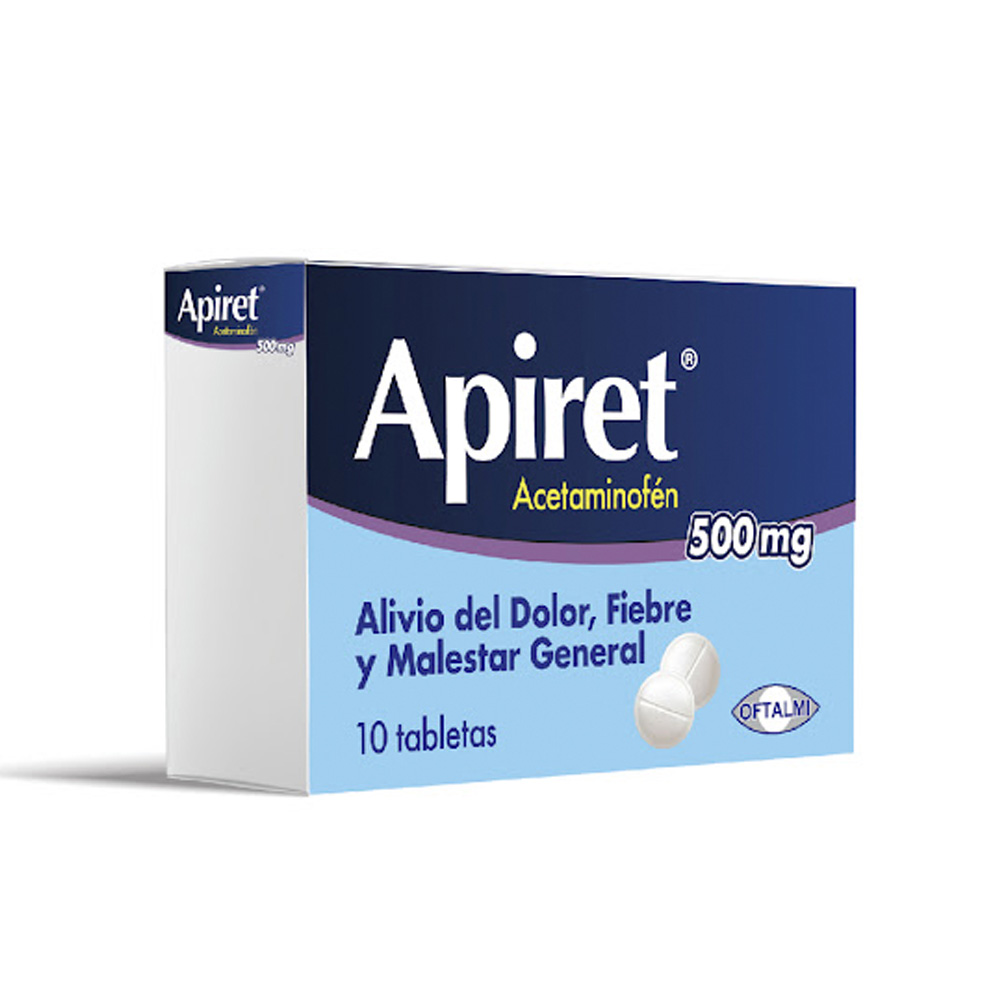 Acetaminofén Apiret 500mg 10 Tabletas