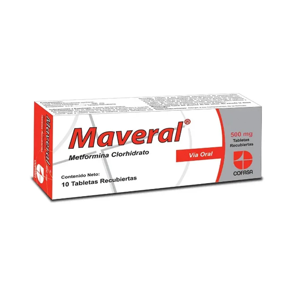 Metformina Maveral 500mg 10 Tabletas