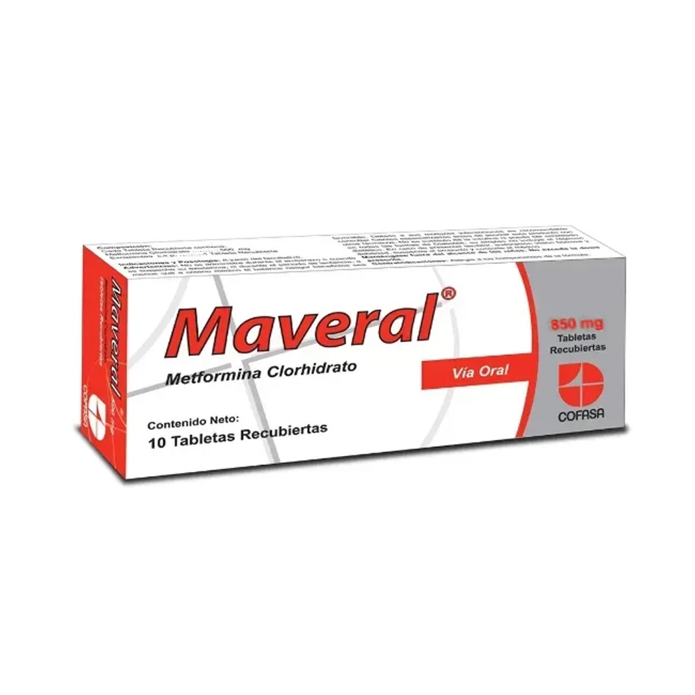 Metformina Maveral 850mg 10 Tabletas