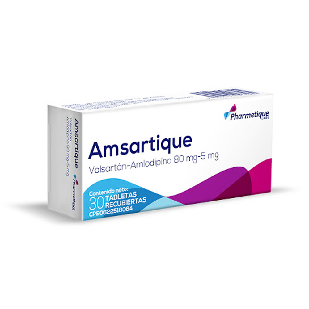 Valsartán + Amlodipina Pharmetique 80/5mg 30 Tabletas