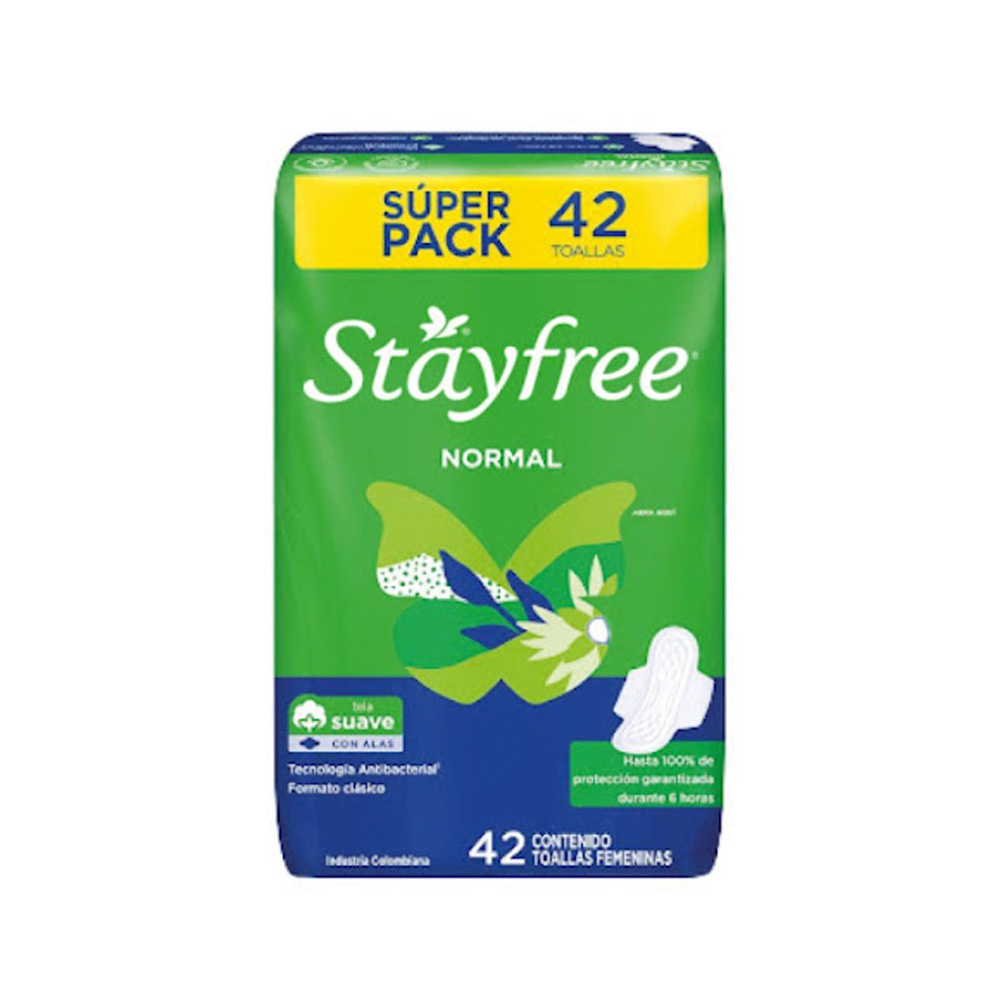 Toallas Sanitarias Stayfree Normal con Alas 42uds