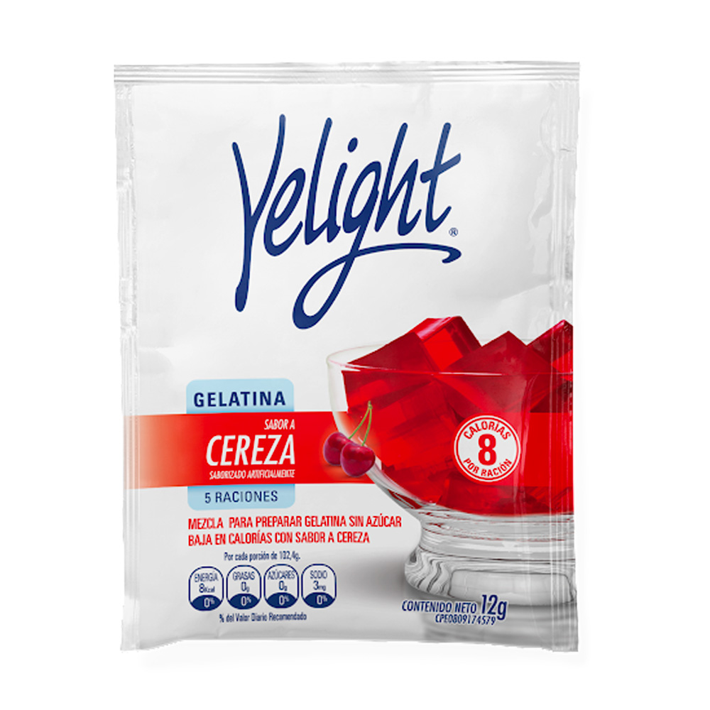 Gelatina Yelight Cereza 12g