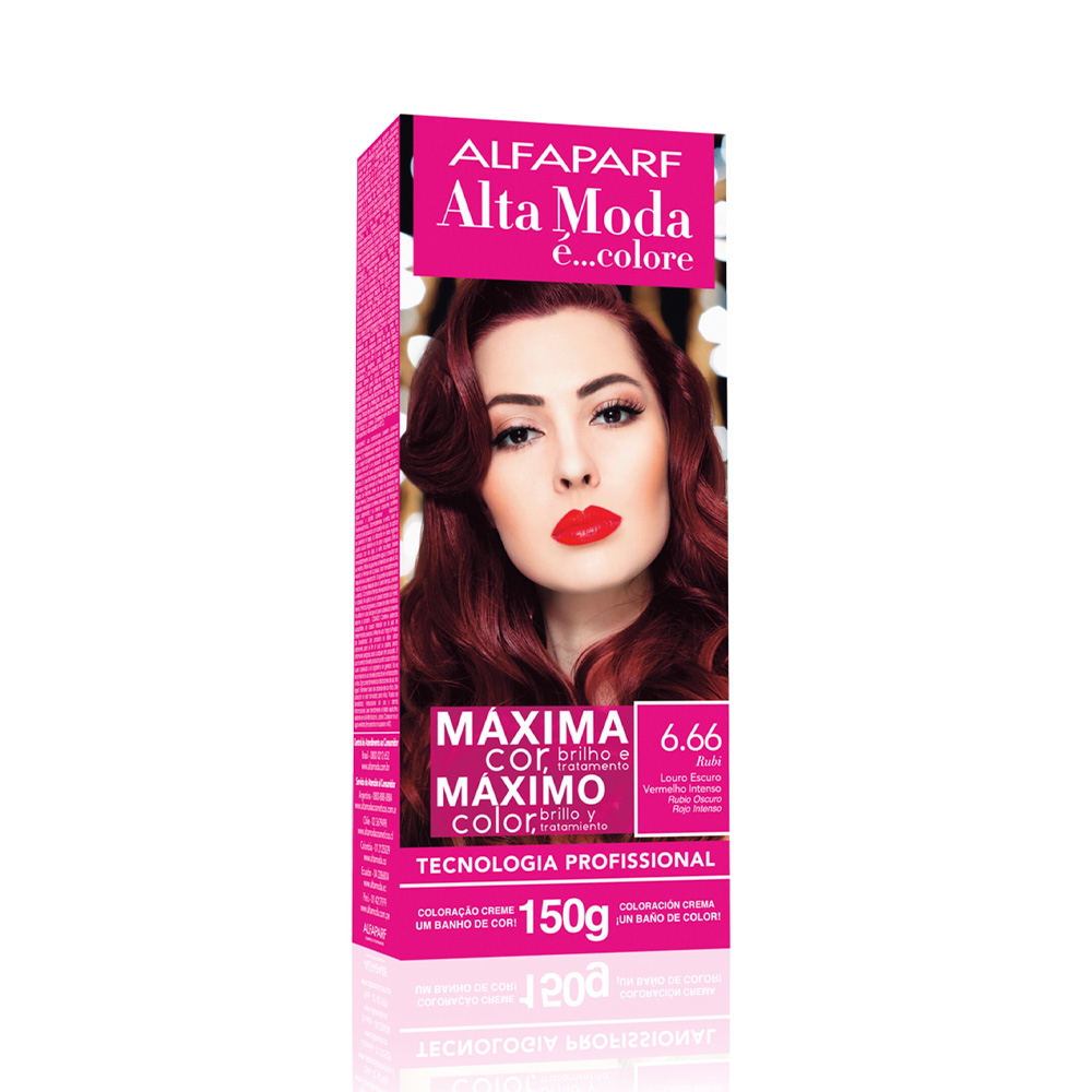 Tinte Alfaparf Alta Moda Kit Color 6.66 Rubio Oscuro Rojo 150g