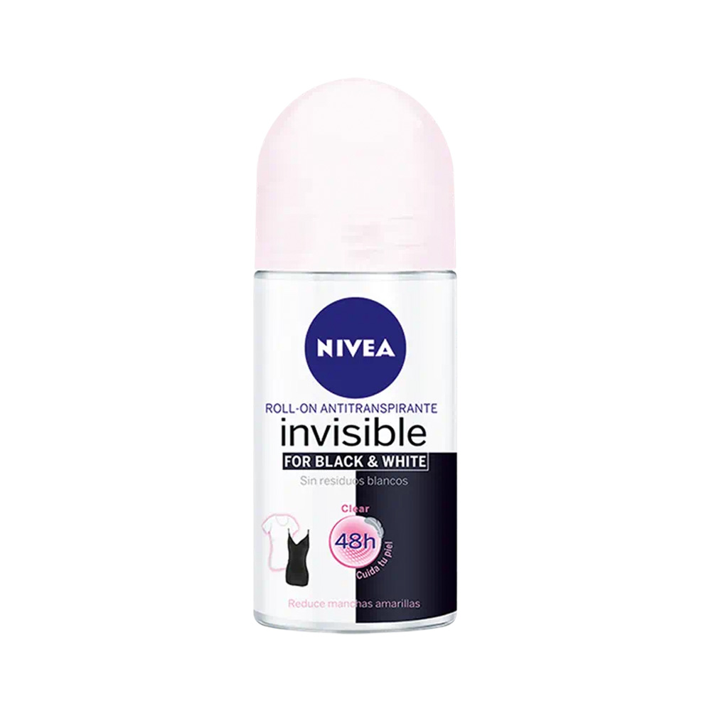 Desodorante Nivea Black and White Clear Invisible Roll On 50ml