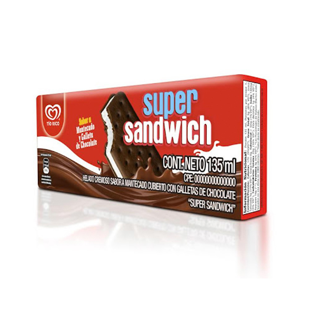 Helado Tío Rico Super Sandwich 135ml