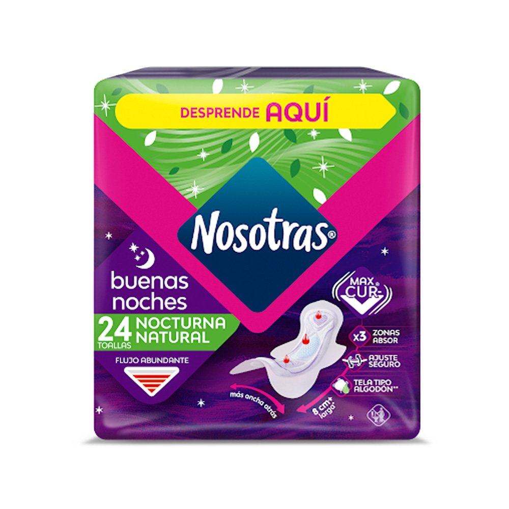 Toallas Sanitarias Nosotras Buenas Noches Tela 24uds