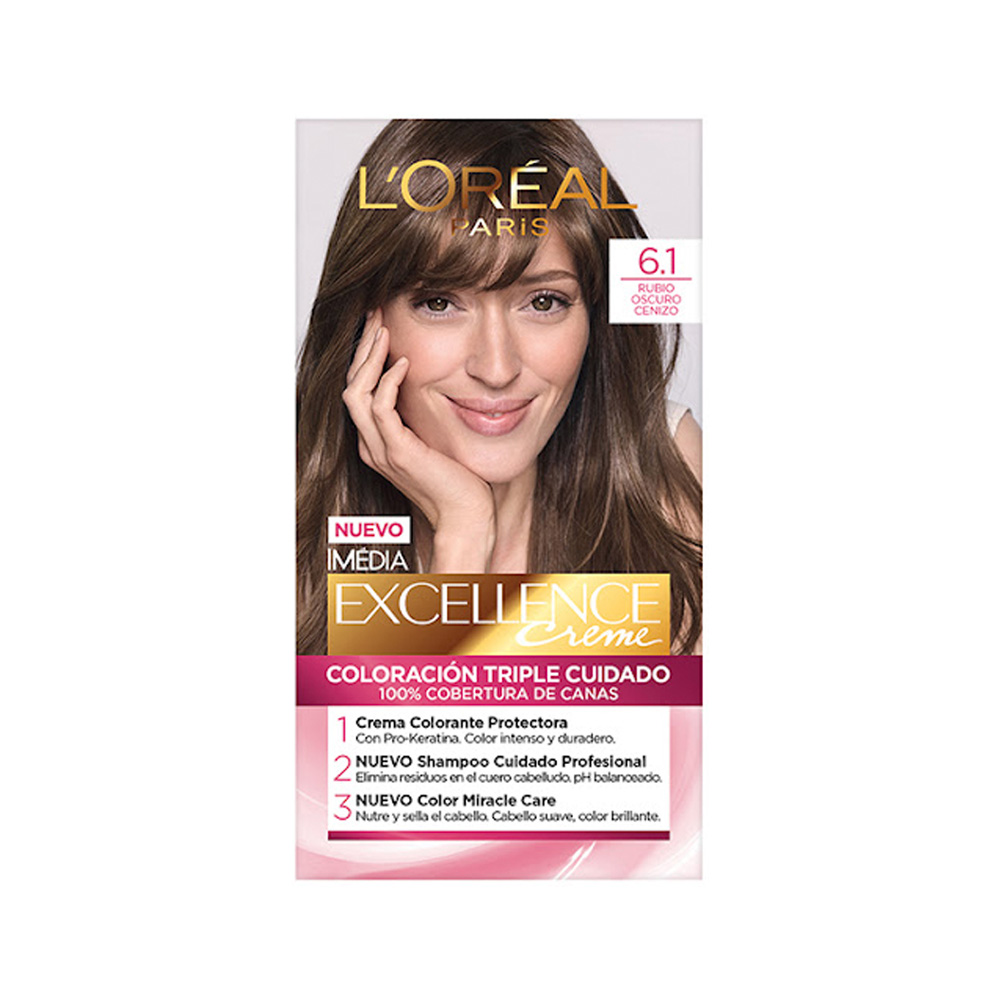 Tinte Loreal Excellence Kit Creme 6.1 Rubio Oscuro