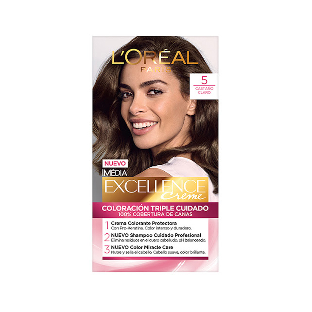 Tinte Loreal Excellence Kit Creme 5 Castaño Claro